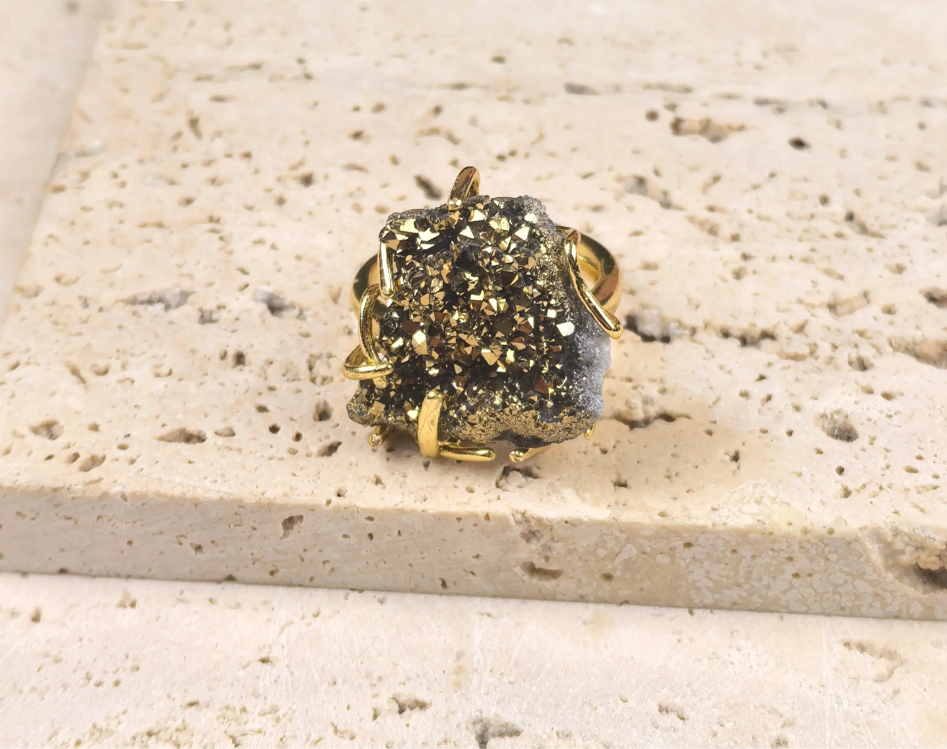 Bague Géode de Quartz Naturel LUNASTRAL