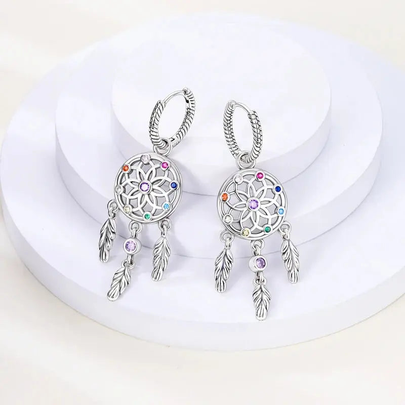 Boucles d’Oreilles Attrape-Rêves en Argent  boucles d'oreilles LUNASTRAL