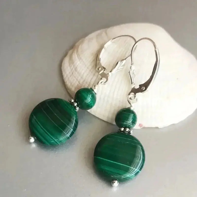 Boucles d'Oreilles Malachite Double  boucles d'oreilles LUNASTRAL