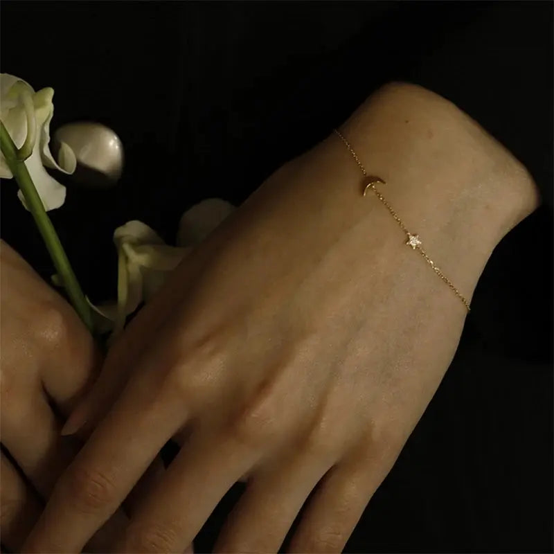 Bracelet Lune et Étoile – Argent et Or  bracelet LUNASTRAL