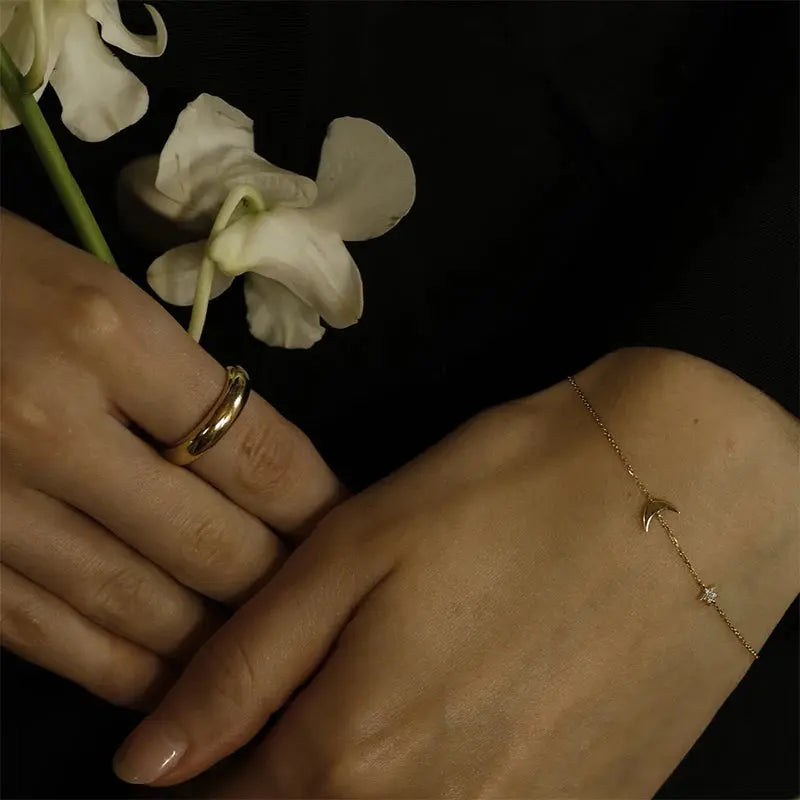 Bracelet Lune et Étoile – Argent et Or  bracelet LUNASTRAL