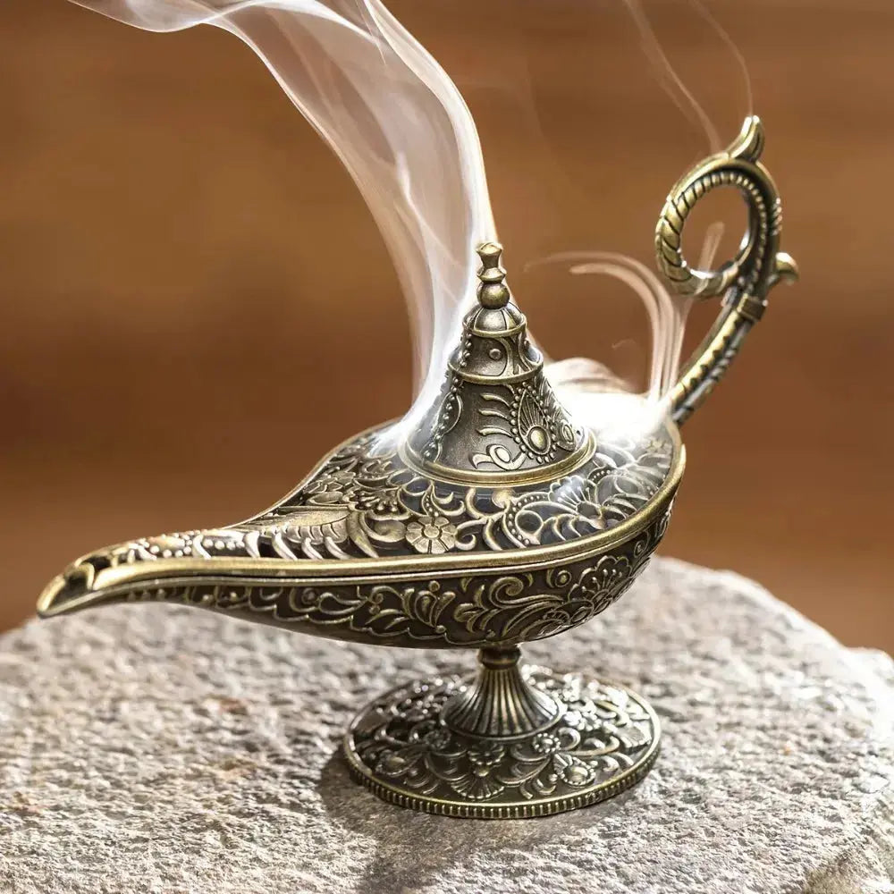 Durable Antique Style Incense Burner Air Purification Metal Aroma Furnace Gifts Wishing Aladdin Lamp Home Decor (Copie)  encens LUNASTRAL