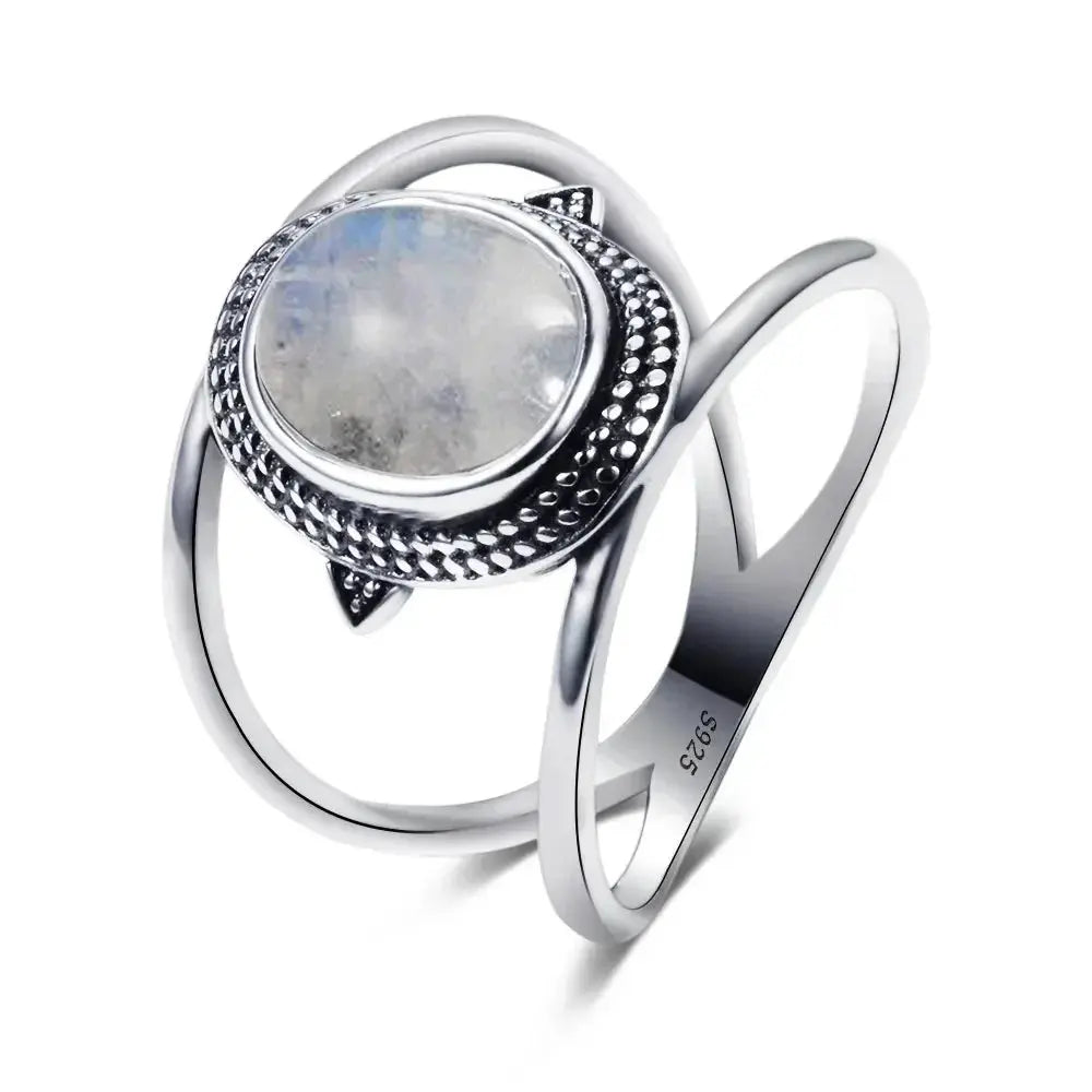 Bague Protectrice en Argent et Pierres Naturelles LUNASTRAL