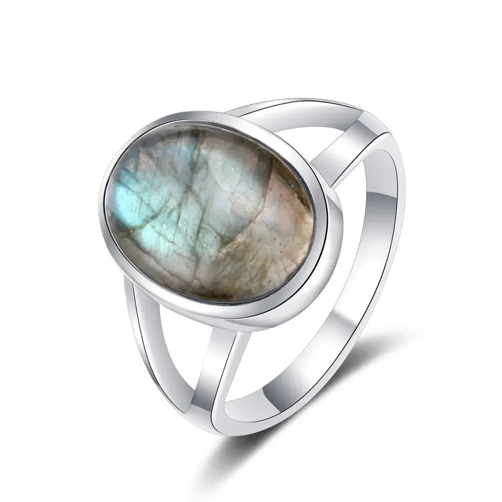 Bague en Argent Labradorite, Œil de Tigre ou Pierre de Lune LUNASTRAL