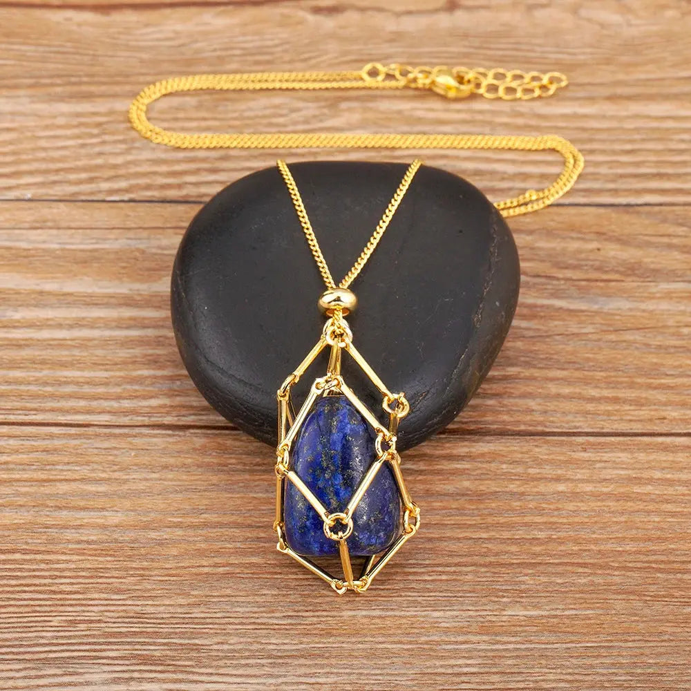 Collier géométrique en pierres naturelles multicolores LUNASTRAL