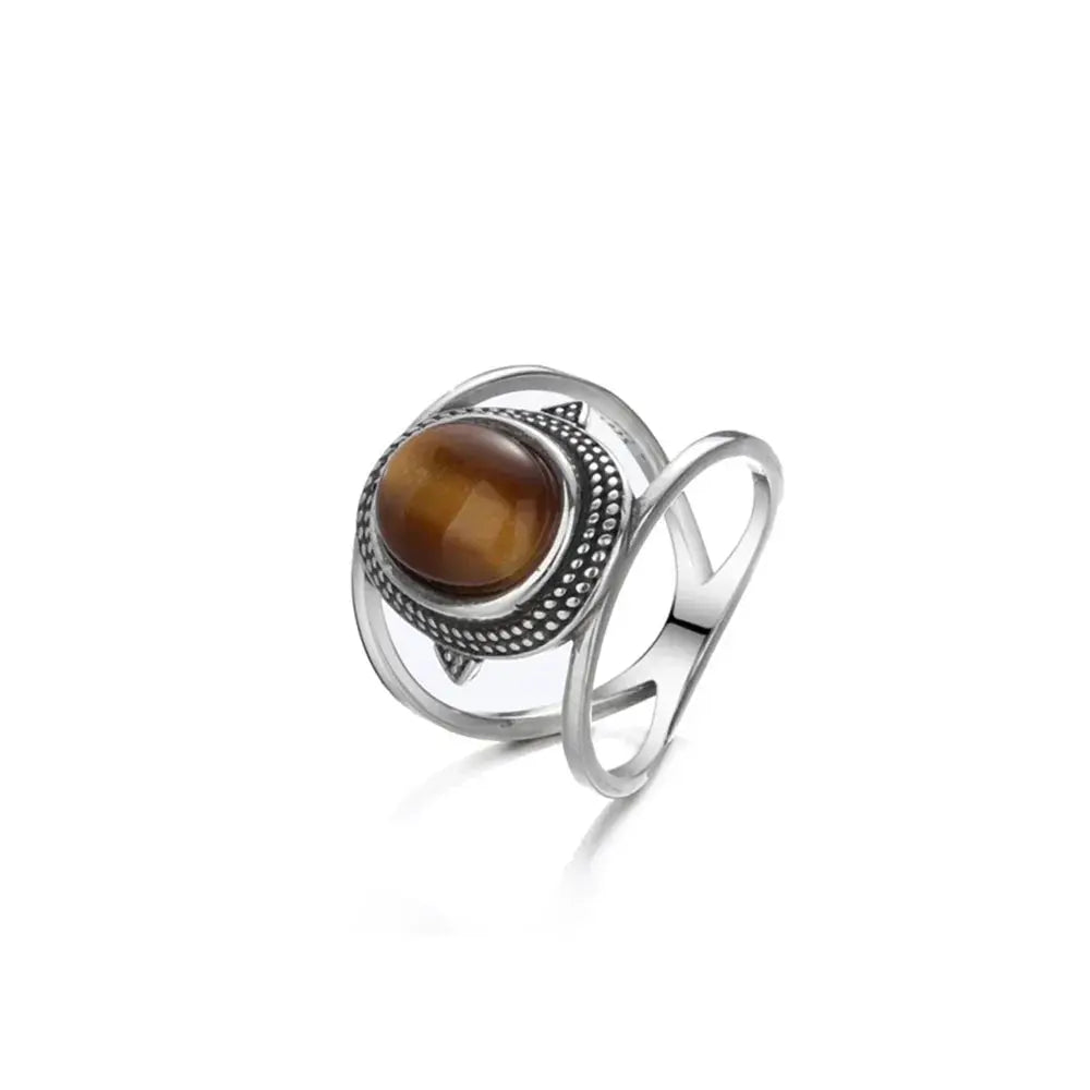 Bague Protectrice en Argent et Pierres Naturelles LUNASTRAL