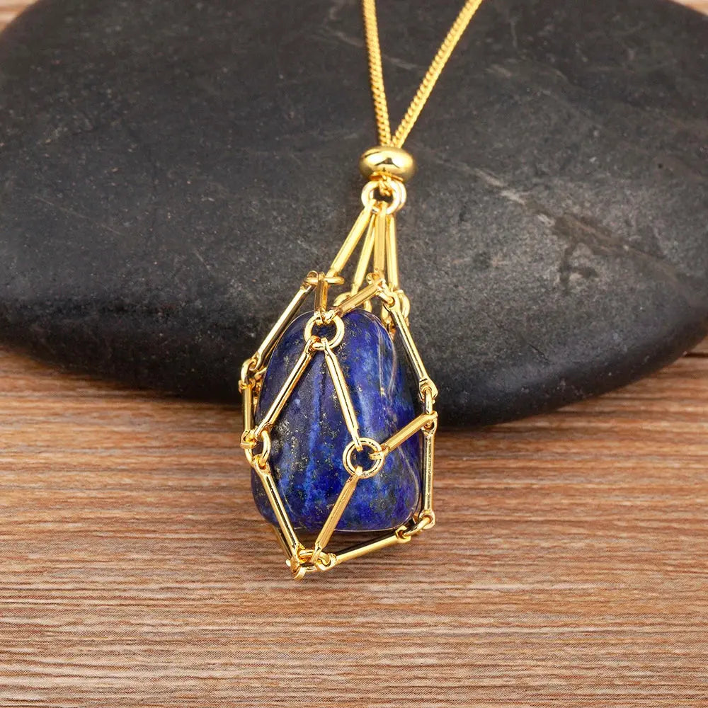 Collier géométrique en pierres naturelles multicolores LUNASTRAL