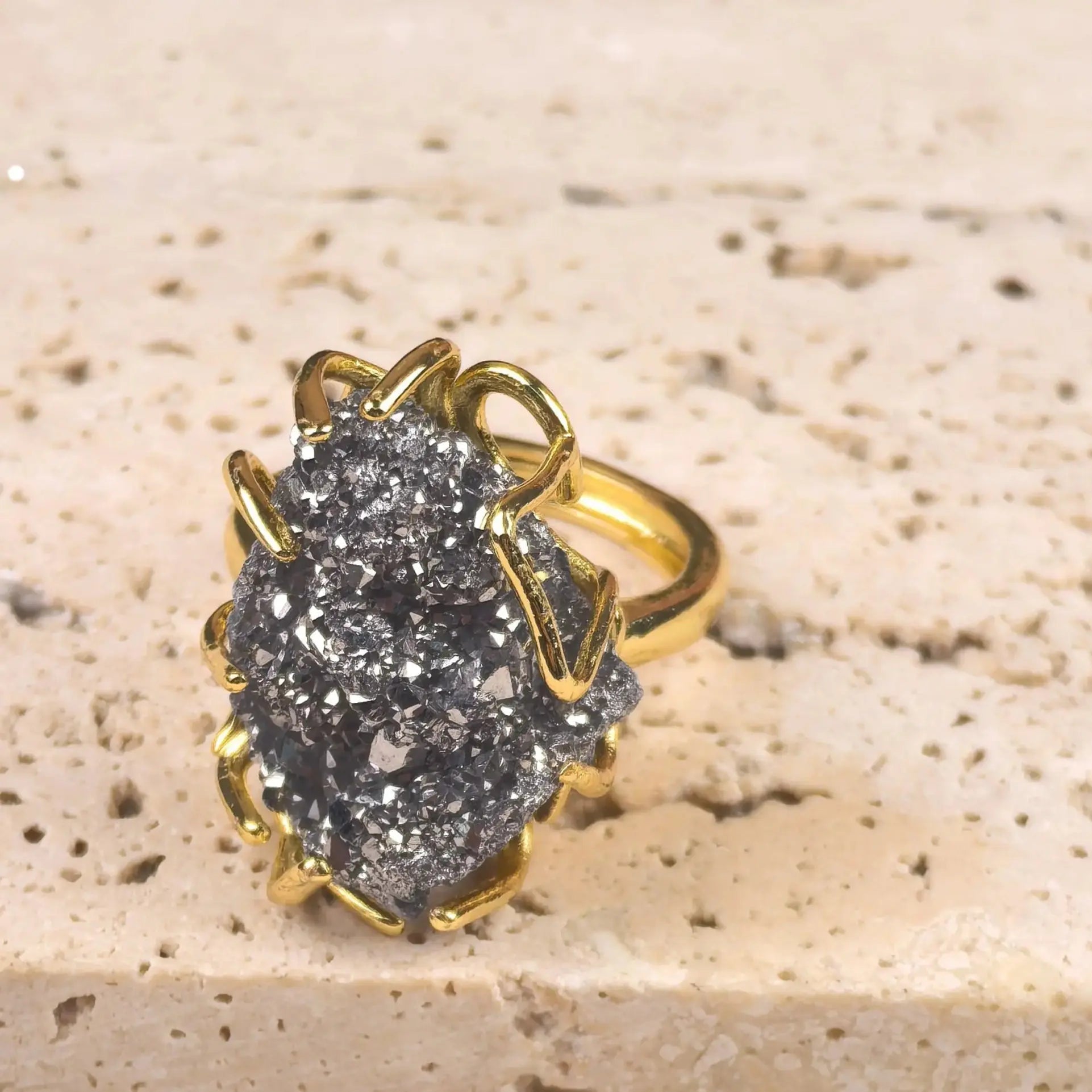 Bague Géode de Quartz Naturel LUNASTRAL