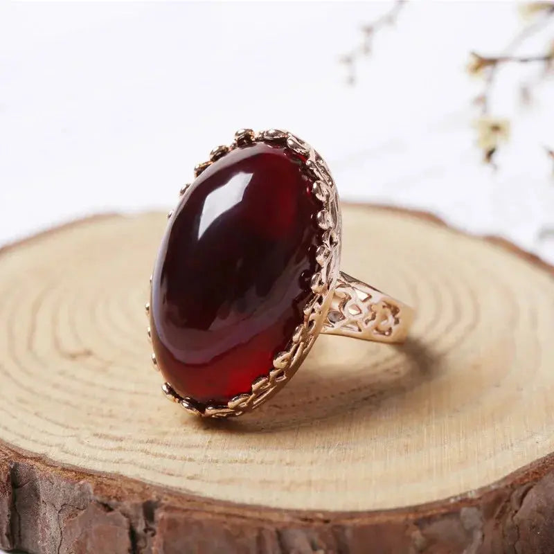 Bague Spirituelle en Ambre Naturel et Argent LUNASTRAL