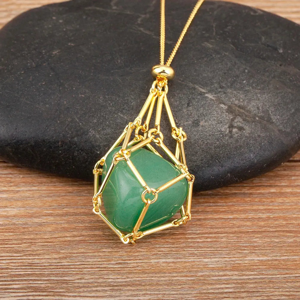 Collier géométrique en pierres naturelles multicolores LUNASTRAL