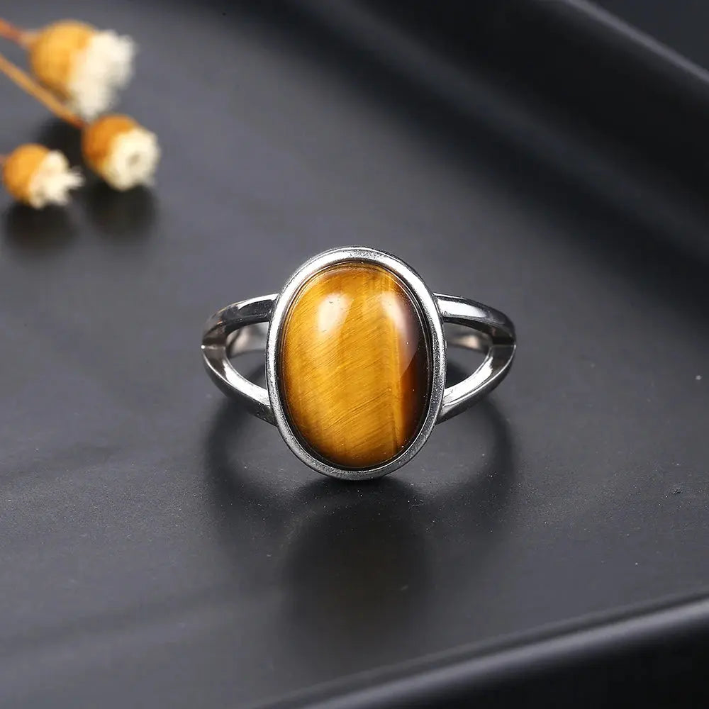 Bague en Argent Labradorite, Œil de Tigre ou Pierre de Lune LUNASTRAL