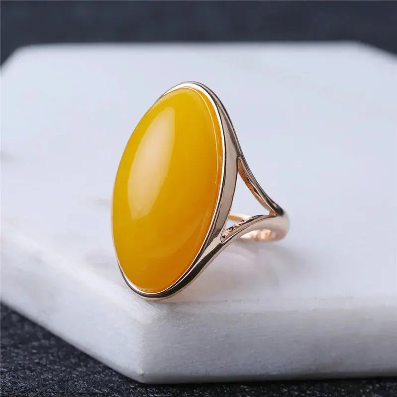 Bague Spirituelle en Ambre Naturel et Argent LUNASTRAL