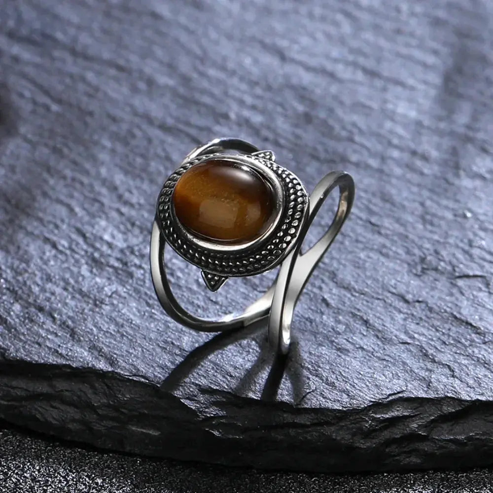 Bague Protectrice en Argent et Pierres Naturelles LUNASTRAL