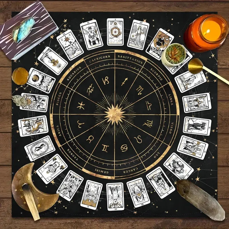 Tapis de Tarot et Zodiac  tarot LUNASTRAL