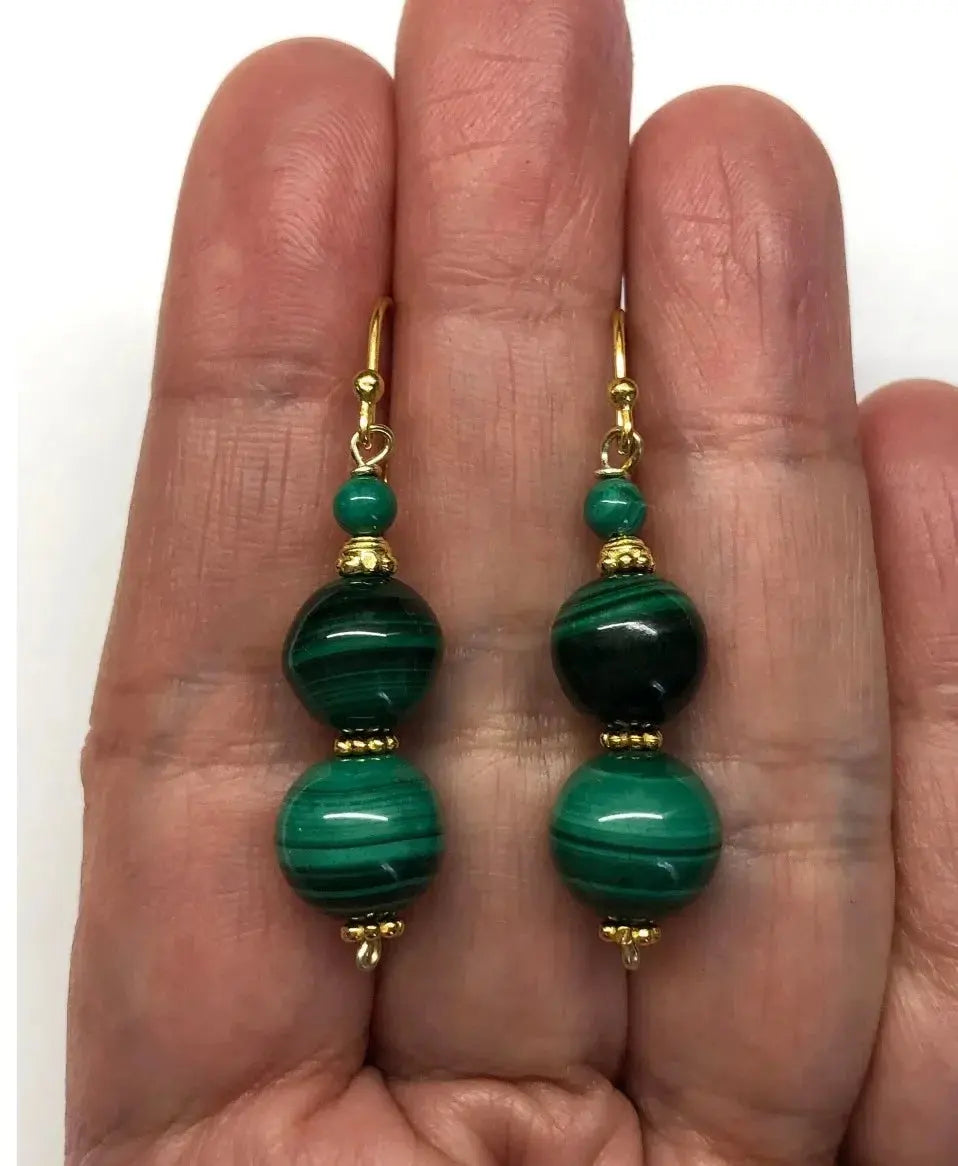 Boucles d’Oreilles Double Malachite  boucles d'oreilles LUNASTRAL