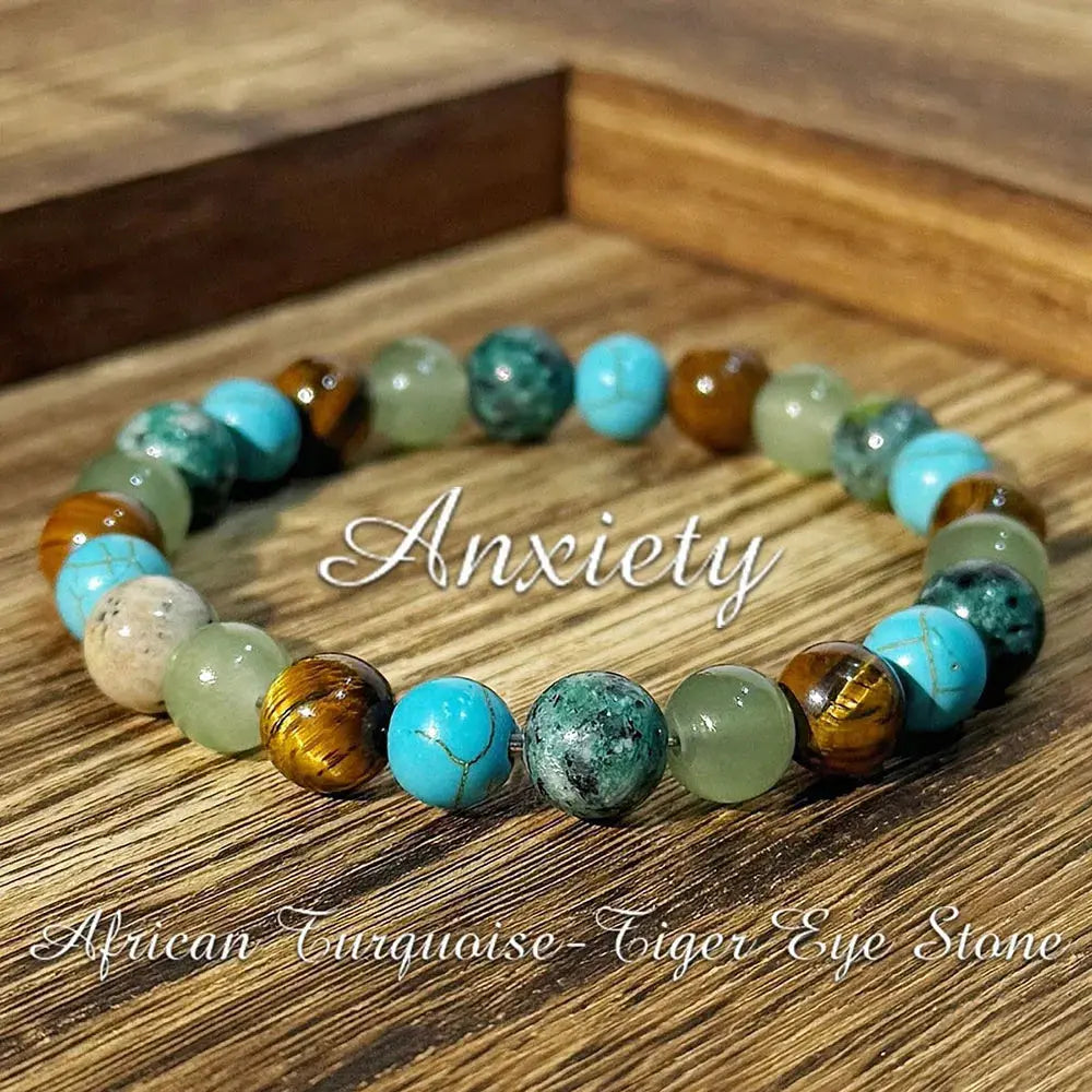 Bracelet Anti-Stress - Turquoise Africaine et Œil de Tigre  bracelet LUNASTRAL