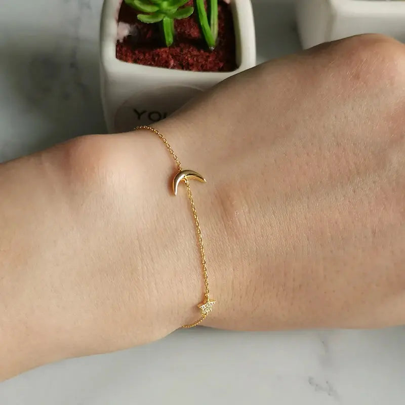 Bracelet Lune et Étoile – Argent et Or  bracelet LUNASTRAL