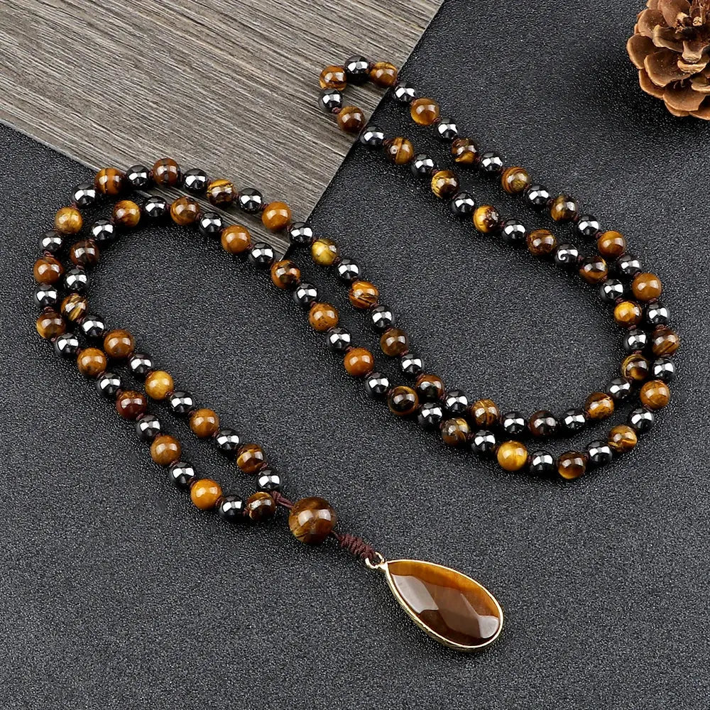 Collier Mala en Œil de Tigre  collier LUNASTRAL