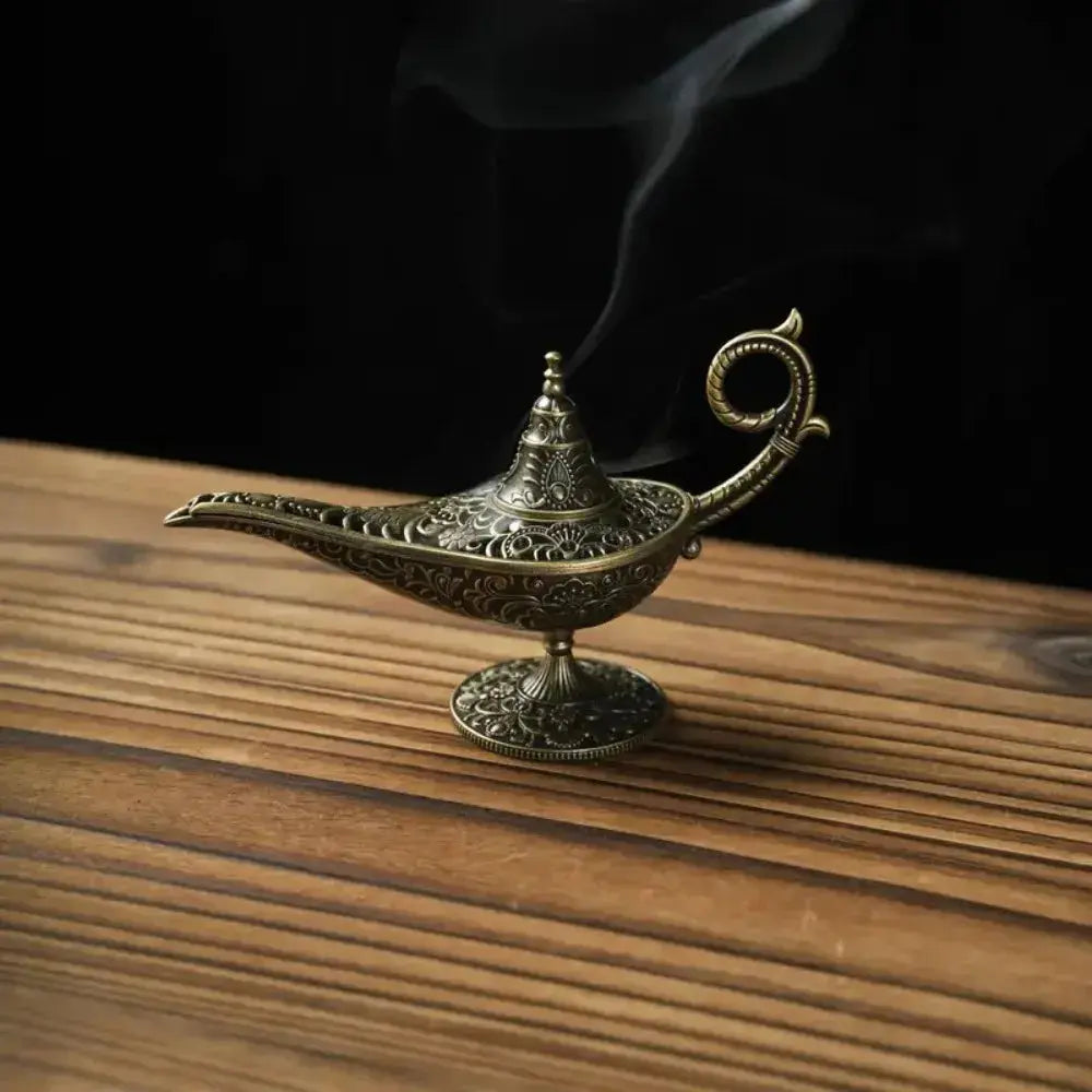 Durable Antique Style Incense Burner Air Purification Metal Aroma Furnace Gifts Wishing Aladdin Lamp Home Decor (Copie)  encens LUNASTRAL