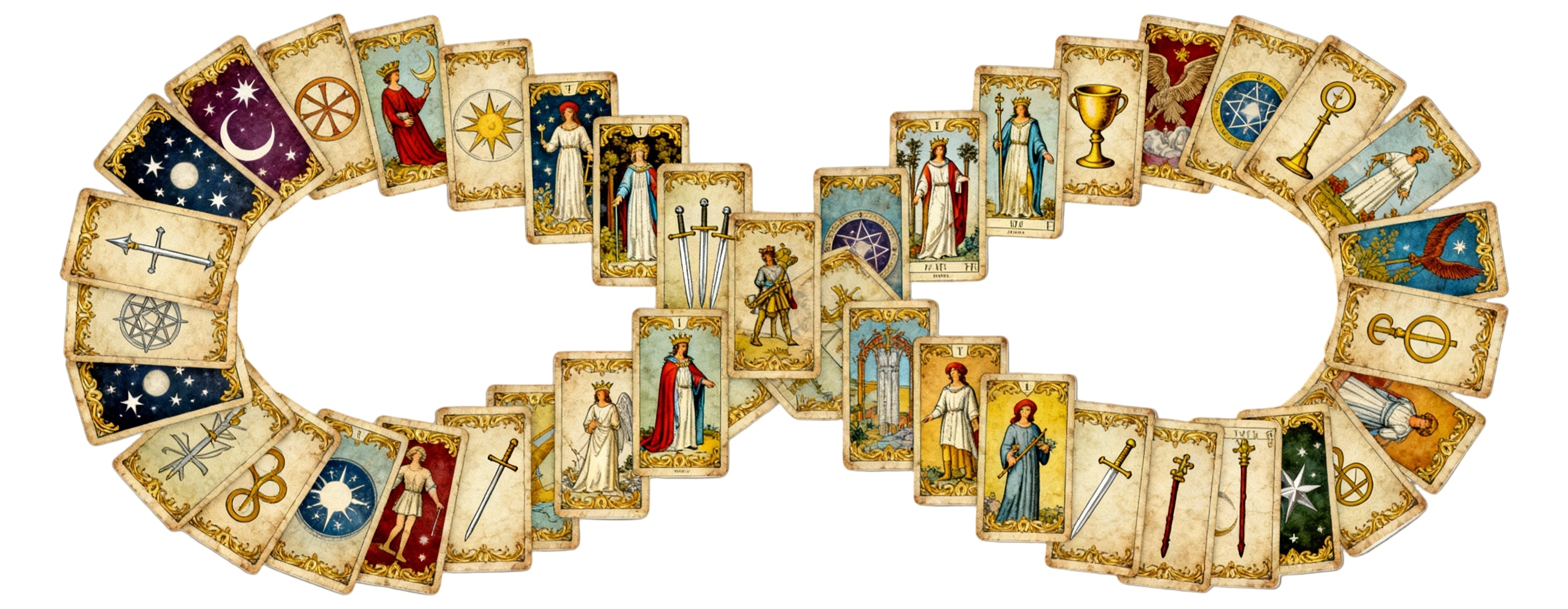 signe de l’infini avec des cartes de tarot