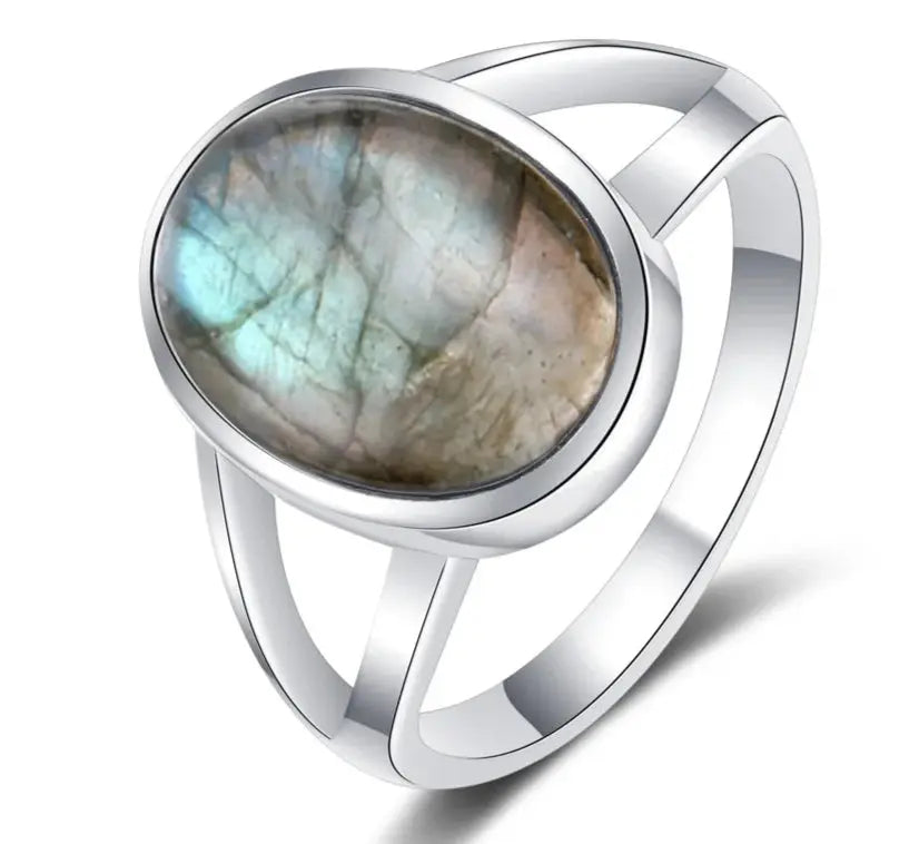 Bague en Argent Labradorite, Œil de Tigre ou Pierre de Lune LUNASTRAL