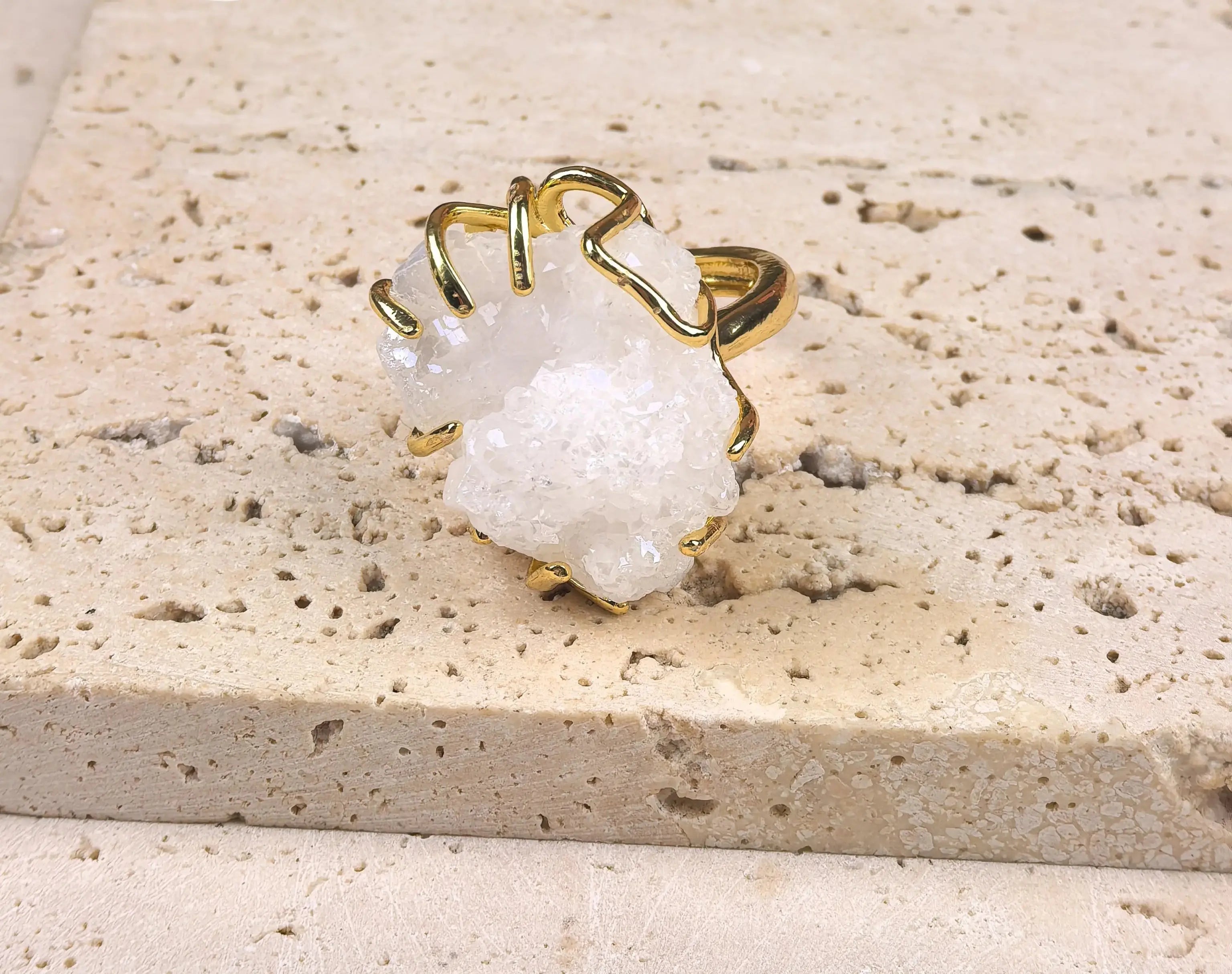 Bague Géode de Quartz Naturel LUNASTRAL