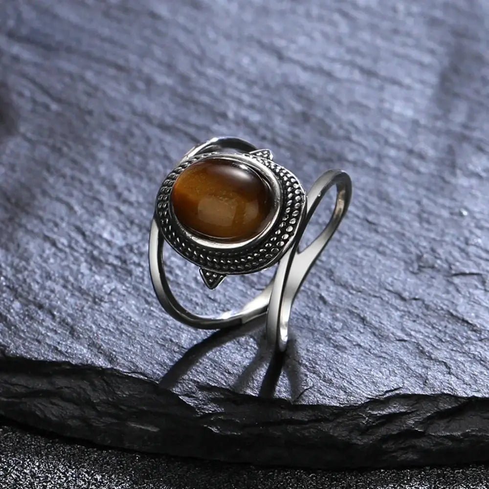 Bague Protectrice en Argent et Pierres Naturelles LUNASTRAL