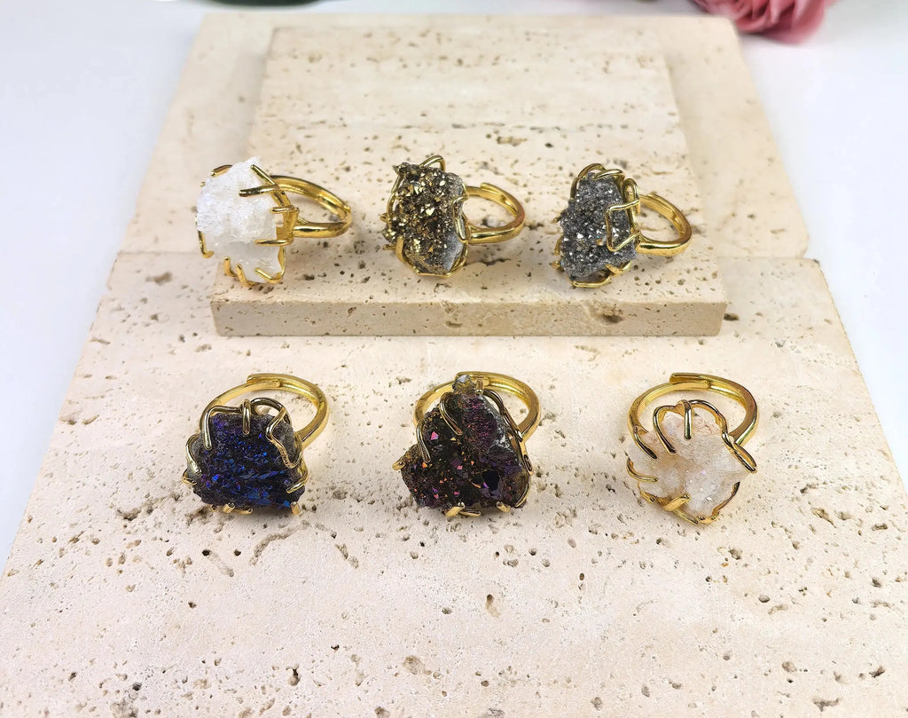 Bague Géode de Quartz Naturel LUNASTRAL