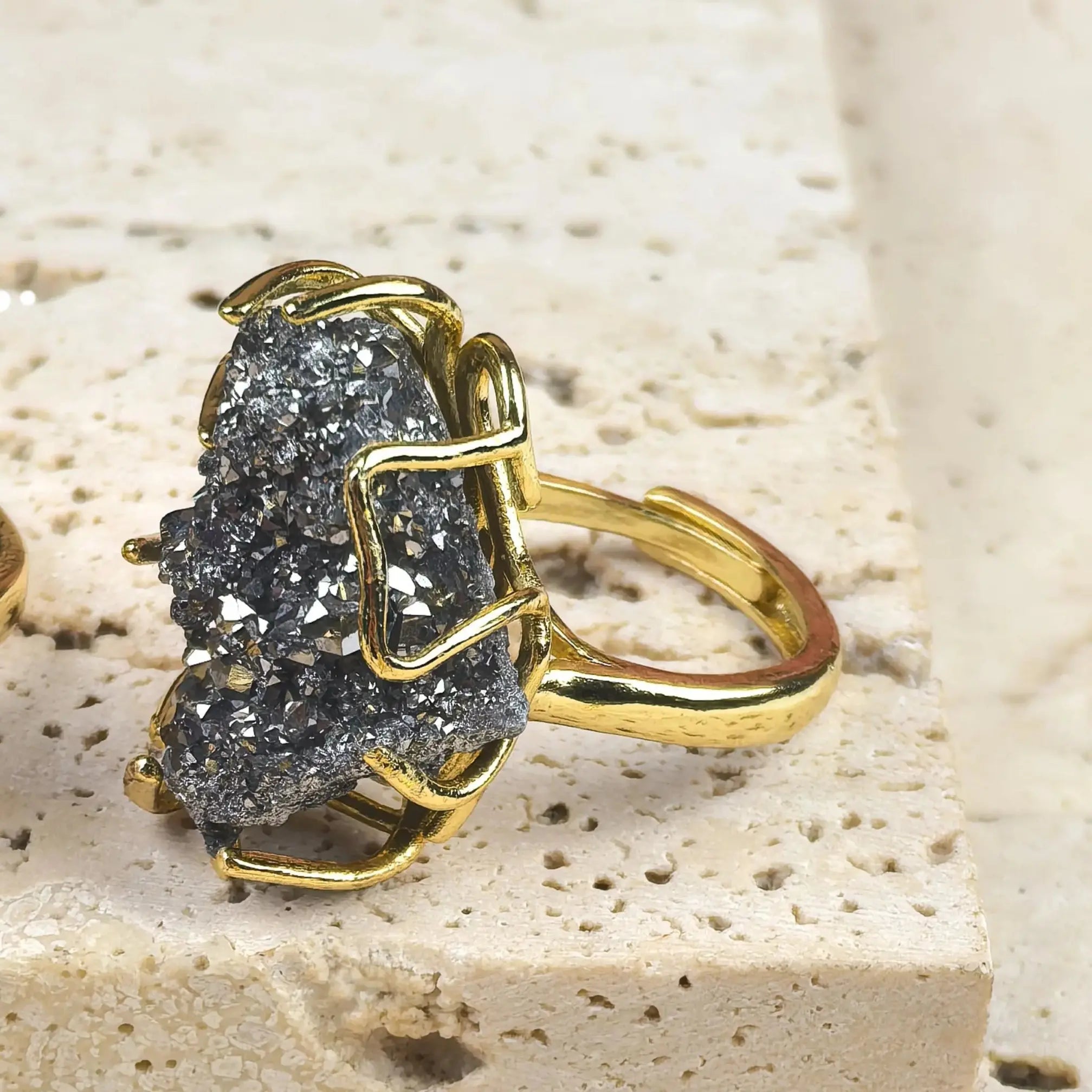 Bague Géode de Quartz Naturel LUNASTRAL