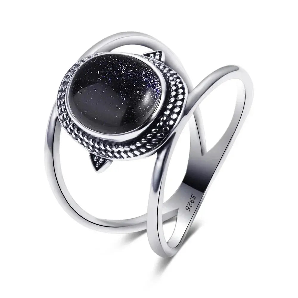 Bague Protectrice en Argent et Pierres Naturelles LUNASTRAL