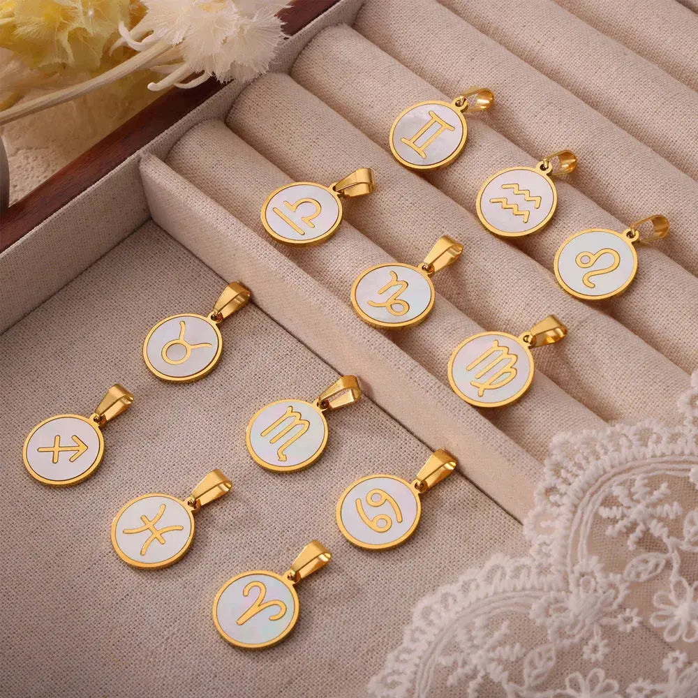 Collier Signe du Zodiaque – 12 Constellations en Nacre LUNASTRAL