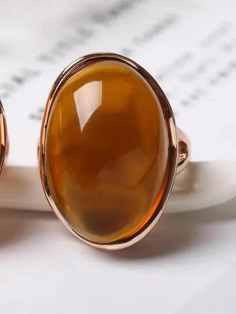 Bague Spirituelle en Ambre Naturel et Argent LUNASTRAL