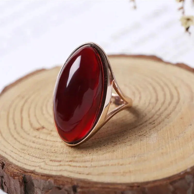 Bague Spirituelle en Ambre Naturel et Argent LUNASTRAL