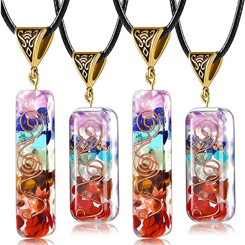 Pendentif Reiki en pierres naturelles 7 chakras LUNASTRAL