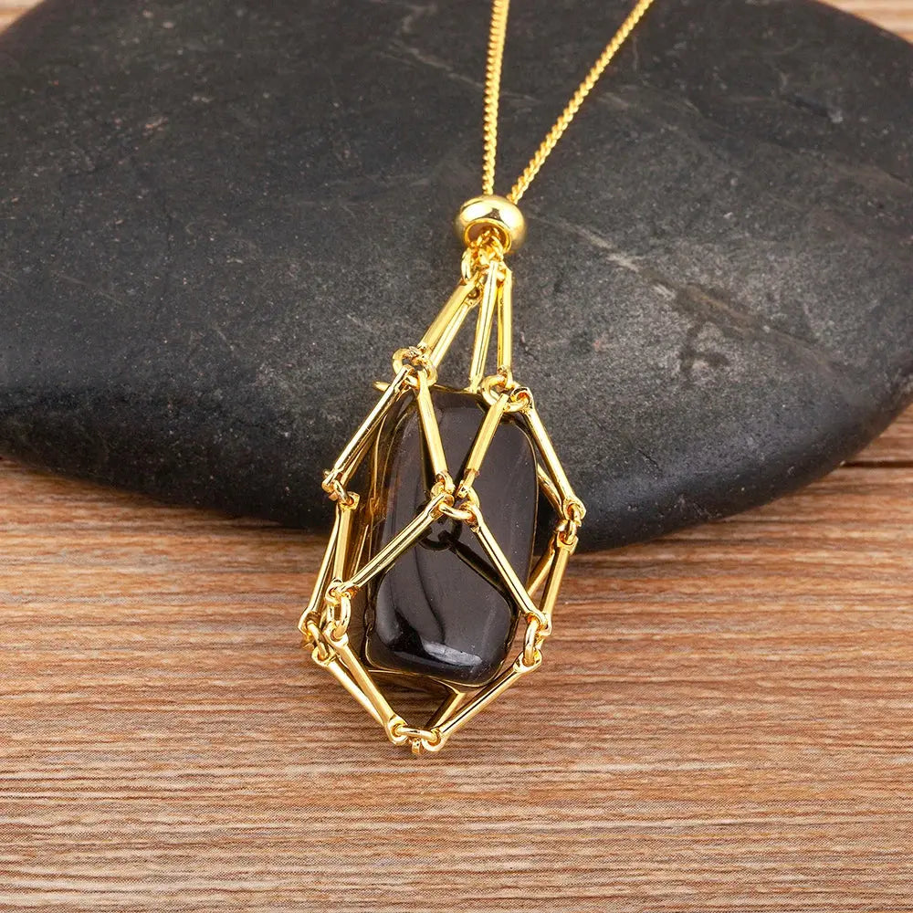 Collier géométrique en pierres naturelles multicolores LUNASTRAL