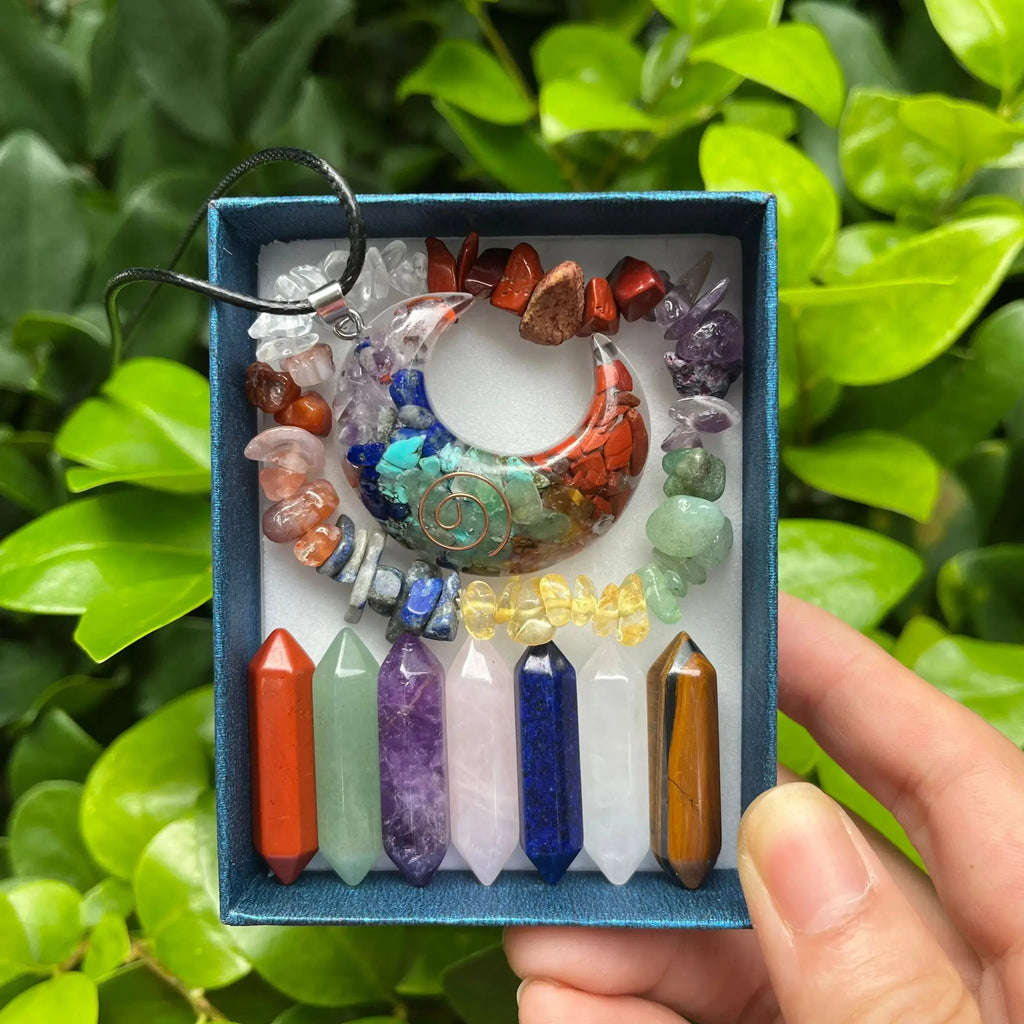 Set de 9 Cristaux de Quartz Pointus – Pierres Naturelles Chakra et Guérison  pierres LUNASTRAL