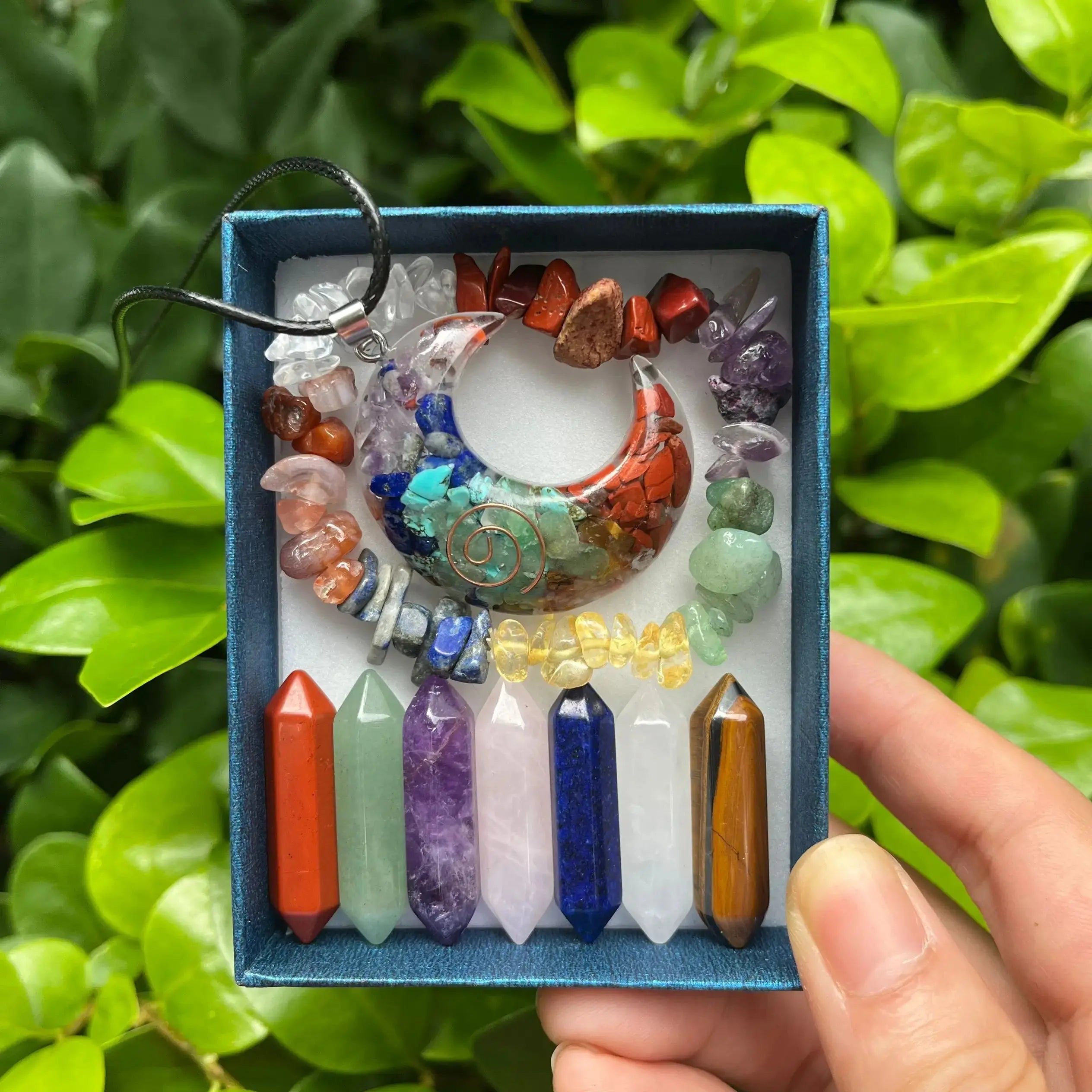 Set de 9 Cristaux de Quartz Pointus – Pierres Naturelles Chakra et Guérison  pierres LUNASTRAL