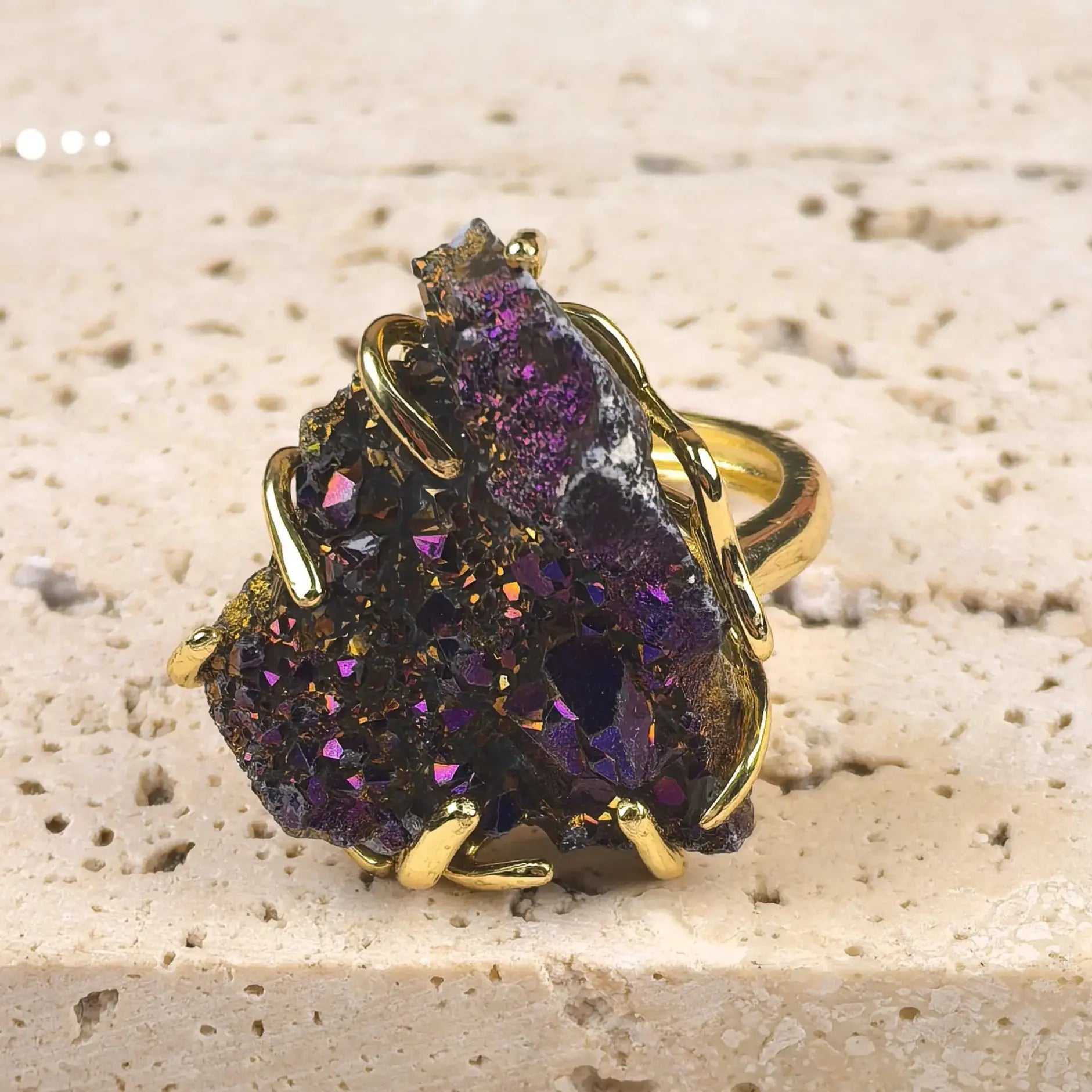 Bague Géode de Quartz Naturel LUNASTRAL