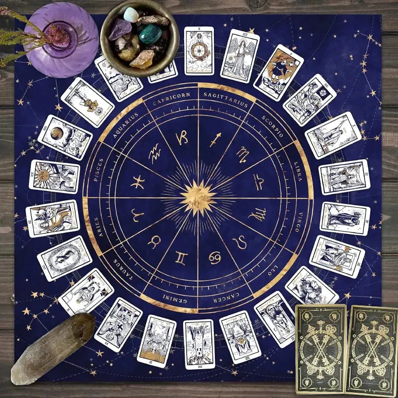 Tapis de Tarot et Zodiac  tarot LUNASTRAL