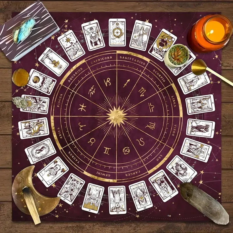 Tapis de Tarot et Zodiac  tarot LUNASTRAL