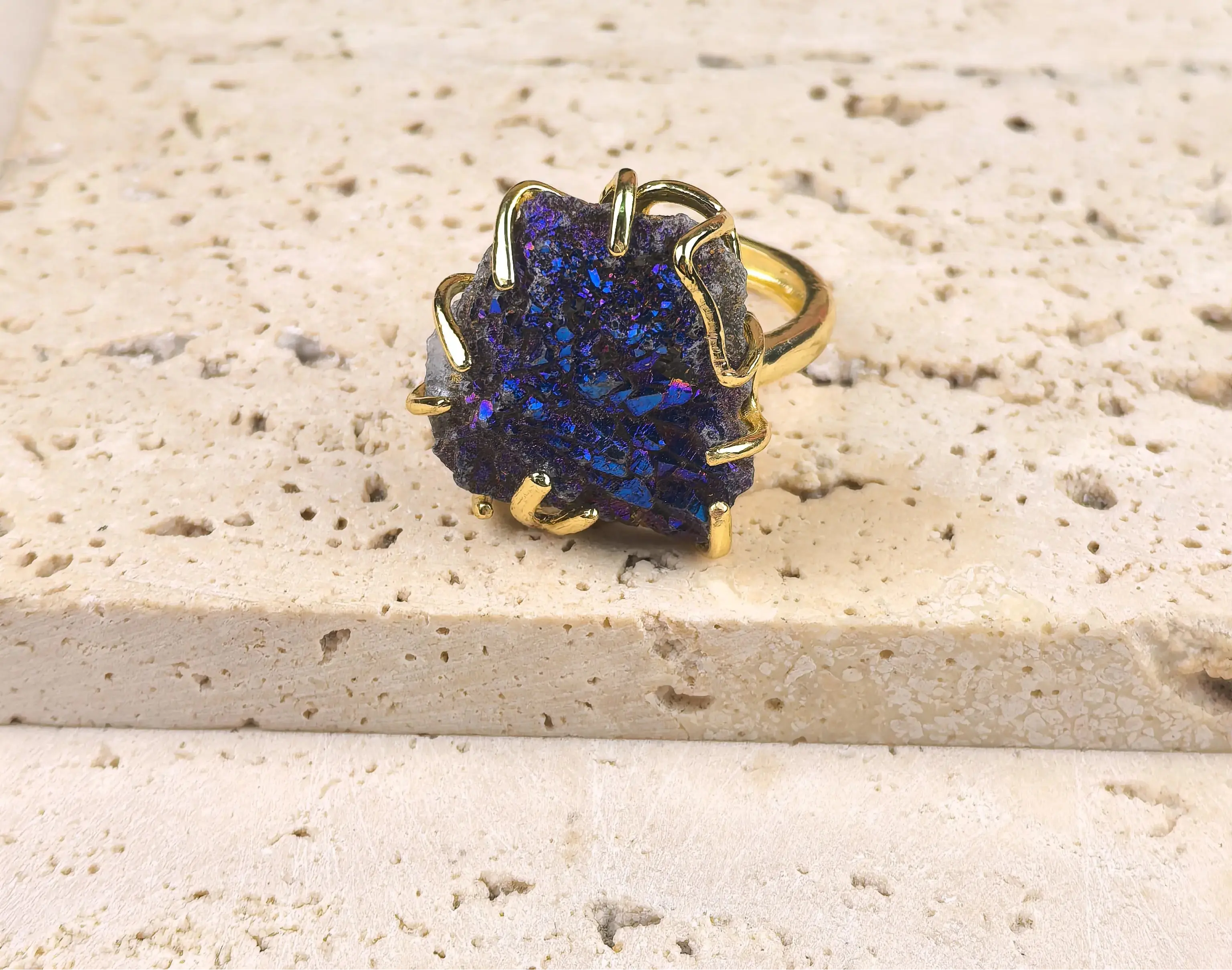 Bague Géode de Quartz Naturel LUNASTRAL