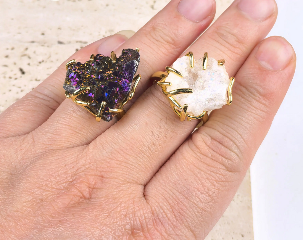 Bague Géode de Quartz Naturel LUNASTRAL